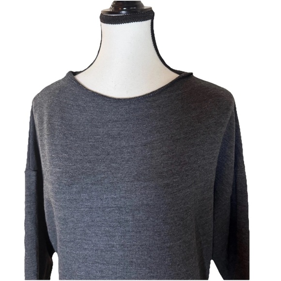 MOHNTON Made Gray Dolman Sleeve Midi Dress Women's M Crewneck Tencel Recycled - Picture 2 of 6